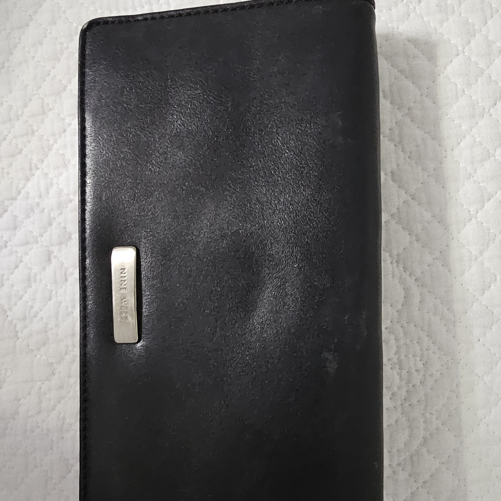 Nine West Black Leather Long Wallet
